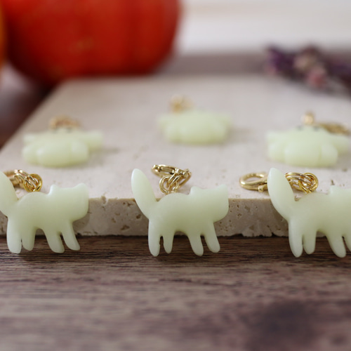 mini Keychain】おばけ/ねこ 光るミニチャーム 蓄光 ハロウィン
