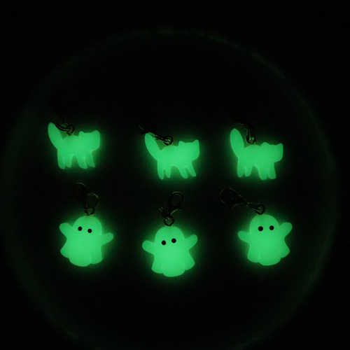 mini Keychain】おばけ/ねこ 光るミニチャーム 蓄光 ハロウィン