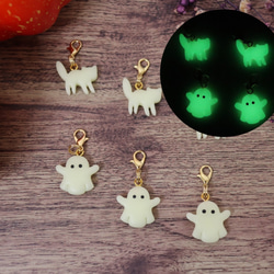 mini Keychain】おばけ/ねこ 光るミニチャーム 蓄光 ハロウィン
