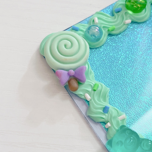 【オーダーページ】デコトレカケース・デコスリーブ ミントセット② ホイップデコトレカケース くま ミントグリーン その他雑貨 ぷりち〜は