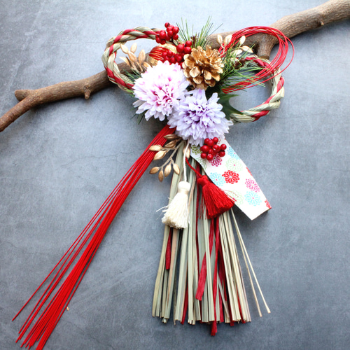 再販早割】華やかマム本しめ縄水引お正月飾り しめ縄・しめ飾り Danke