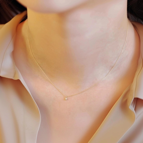 冬のおしゃれに♡一粒 ダイヤモンド K10 シンプル 華奢 チェーン