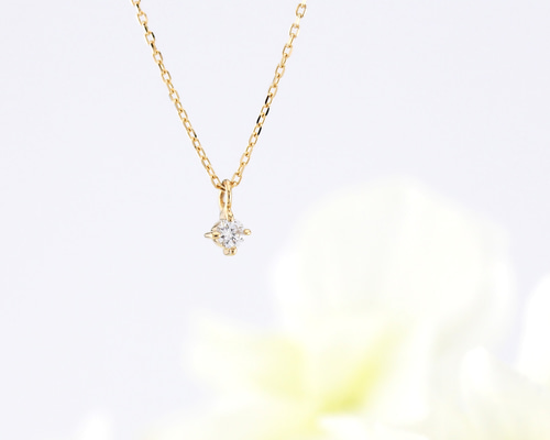 クリスマスにも♡一粒 ダイヤモンド K10 シンプル 華奢 チェーン