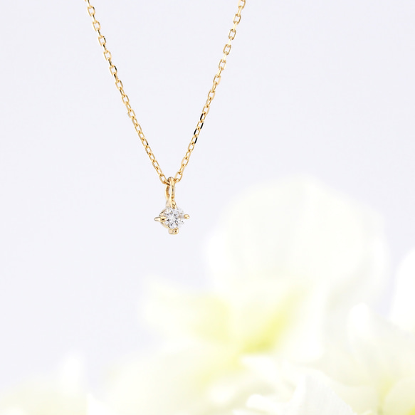 冬のおしゃれに♡一粒 ダイヤモンド K10 シンプル 華奢 チェーン