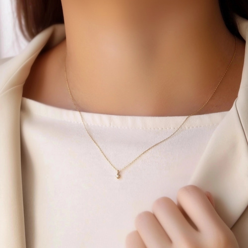 冬のおしゃれに♡一粒 ダイヤモンド K10 シンプル 華奢 チェーン