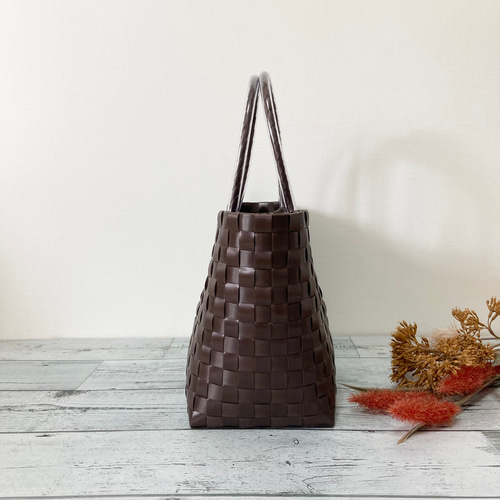 プラカゴ　ゆるる プラカゴバッグ LLサイズ ワイド&ショート セピア A4対応 プラ