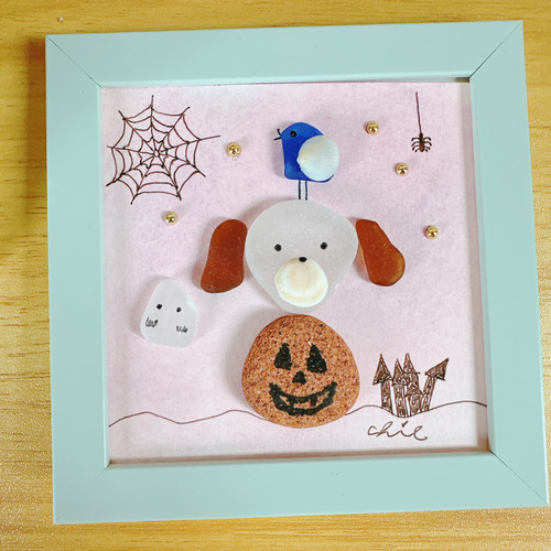 シーグラスアート ハロウィン③ 犬 その他アート chitchigalley