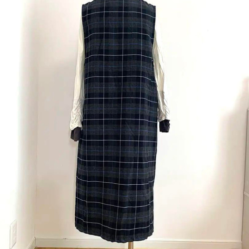 タータンチェックジャンパースカート○グレー○起毛素材○丈110cm 