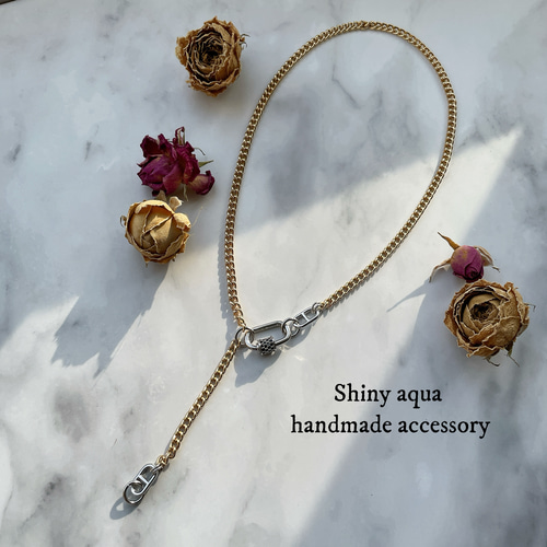 ゴールド チェーン シルバー カラビナ メタルリング バックル型