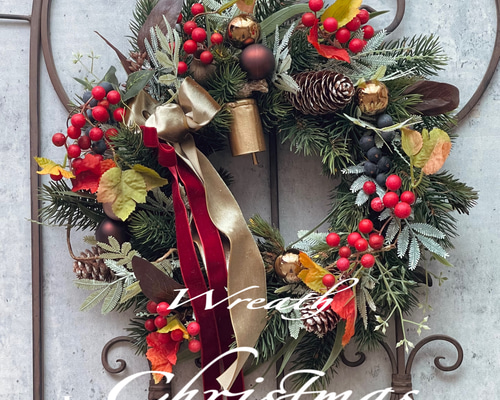 大人可愛いクリスマスリース♪アーティフィシャルフラワーリース♪ クリスマスリース アティフィシャルフラワー早割クリスマス2024 アート