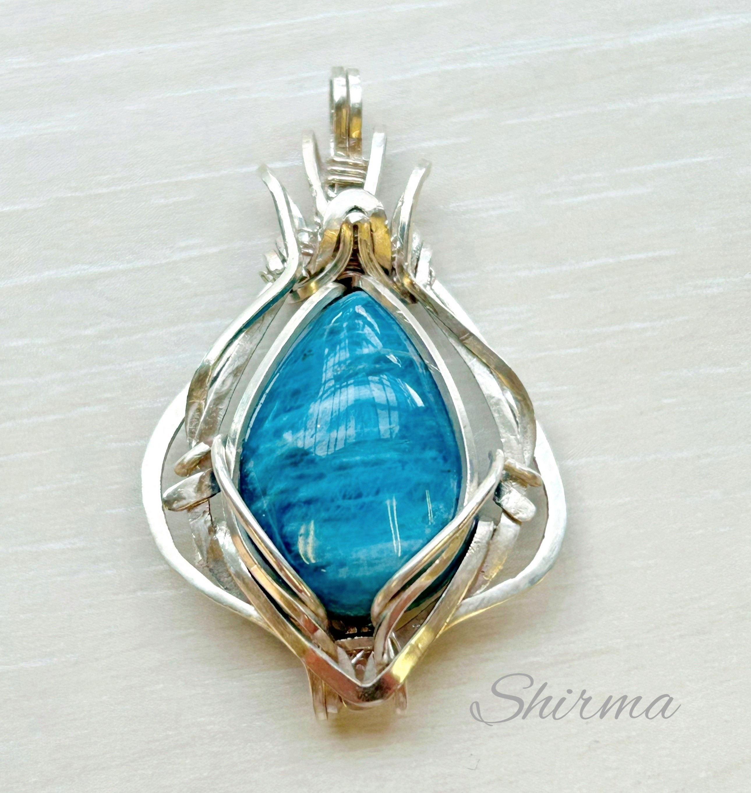 ブルーアパタイトのシルバーペンダントトップ