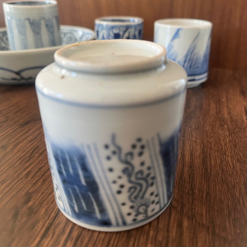 古伊万里染付昇龍猪口 おちょこ・ぐい呑み・徳利 antique art