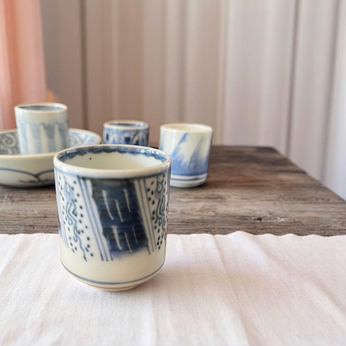 古伊万里染付昇龍猪口 おちょこ・ぐい呑み・徳利 antique art