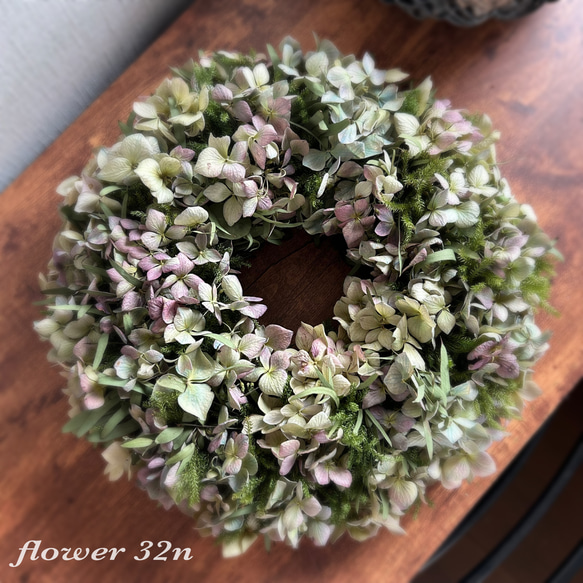 秋色紫陽花のアンティークリース リース flower32n 通販｜Creema 