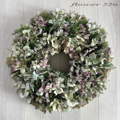 秋色紫陽花のアンティークリース リース flower32n 通販｜Creema 