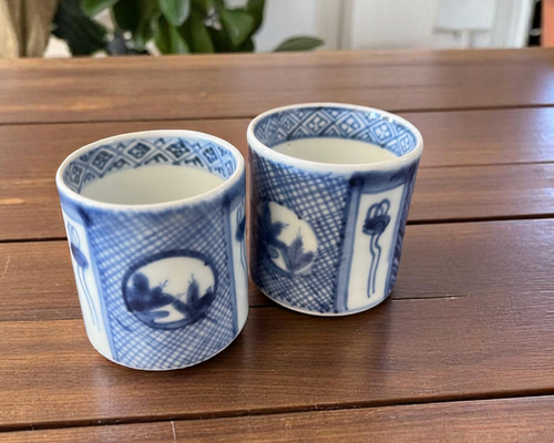古伊万里　網目覗き猪口 古伊万里ぐい呑み、お猪口覗き猪口 - メルカリ
