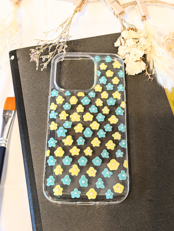全機種対応】マカロンカラーの小花咲くスマホケース iPhoneケース 