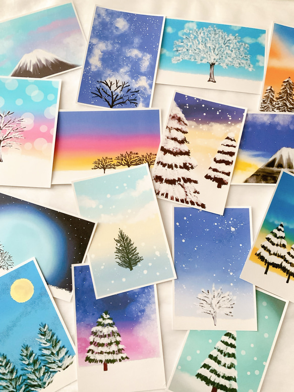 冬景色 15枚セット ポストカード ハガキ イラスト デザイン かわいい