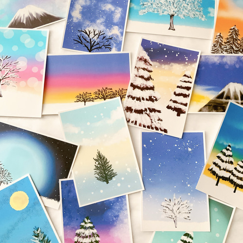 冬景色 15枚セット ポストカード ハガキ イラスト デザイン かわいい
