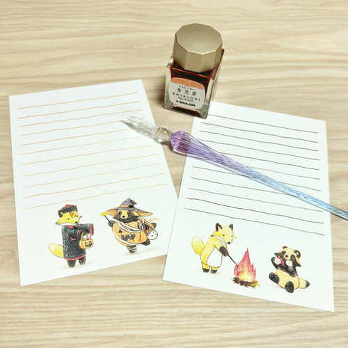 タヌキ&キツネ　ポケモンカード ある秋のタヌキとキツネのポストカード ポストカード すたーれっ