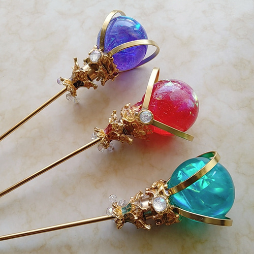 魔力（電池）で光る! 魔法の杖（大） ゴールド 全3色 上級魔法 ハイ