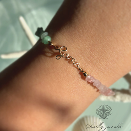 オーダー 名前入り 天然石ブレスレット ネームブレスレット 名前入り