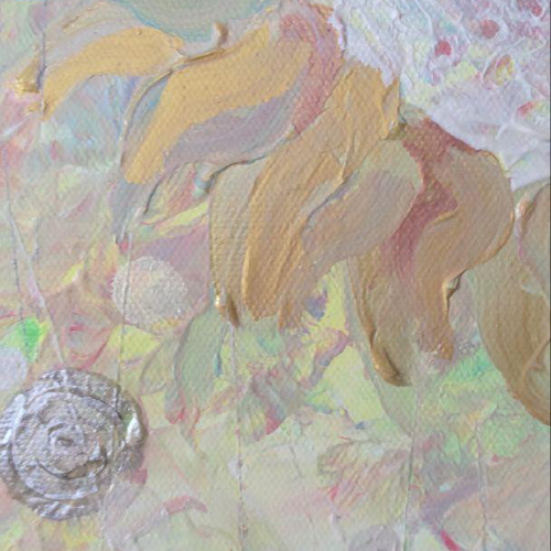 原画【楽】金色ひまわり acrylic on canvas パステルカラー 絵画