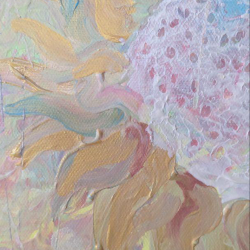 原画【楽】金色ひまわり acrylic on canvas パステルカラー 絵画