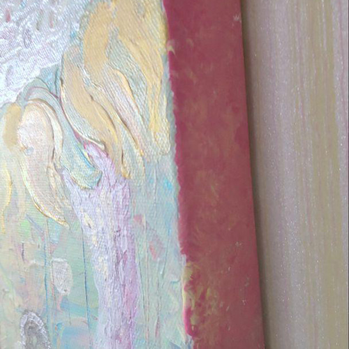 原画【楽】金色ひまわり acrylic on canvas パステルカラー 絵画