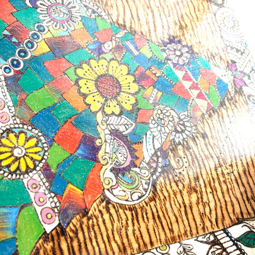 ガネーシャのホワイトクリスマスツリーアートパネル原画 アジアン