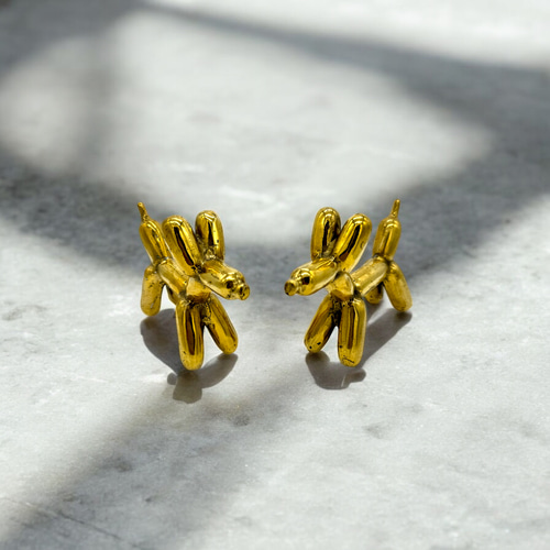 バルーンアート 犬 ブロンズ インテリア 置物 金色 アンティーク