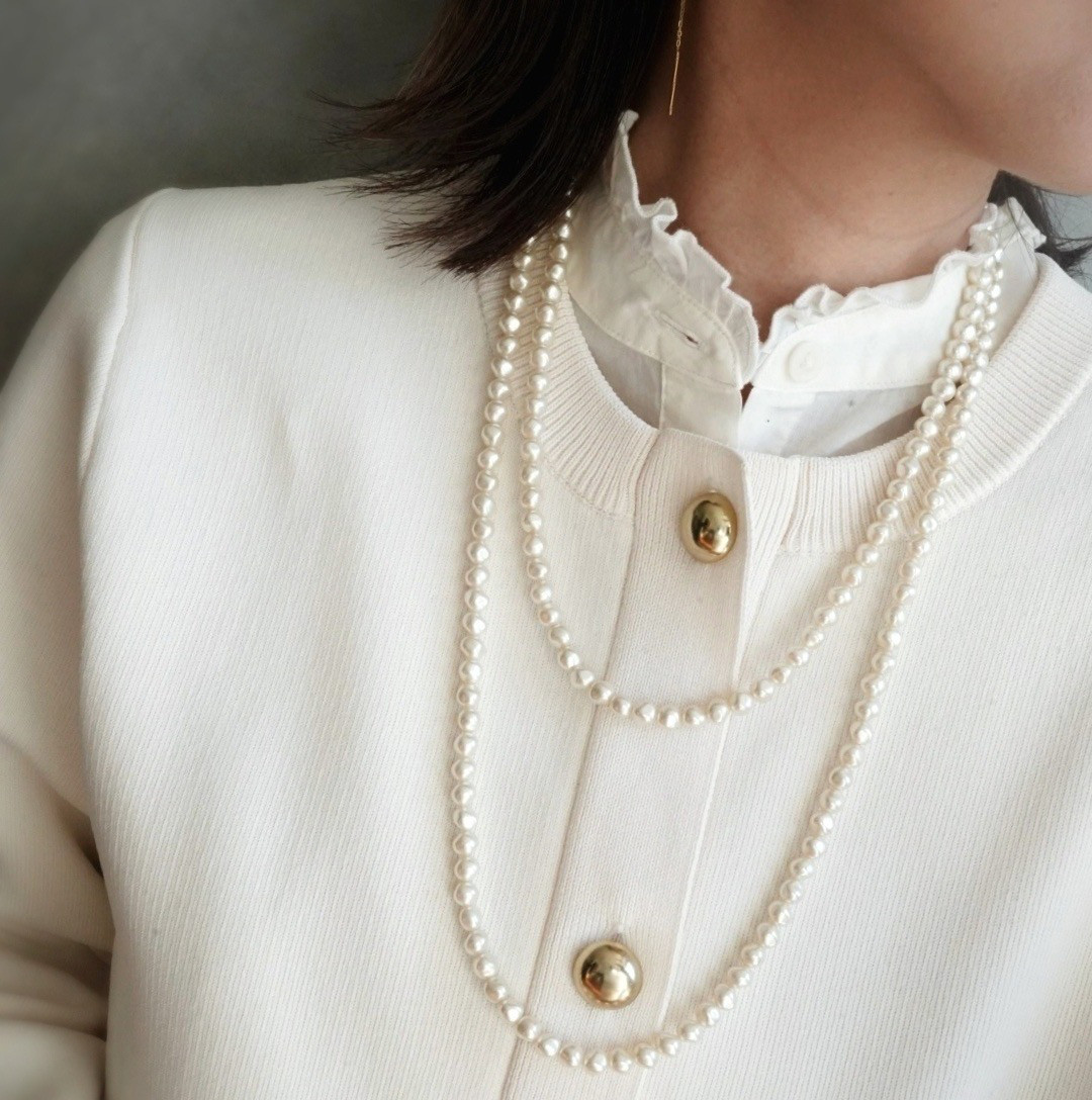 アレンジ自在。オフホワイト リッチ ロングパールネックレス  120cm バロック /フォーマル 2連 3連