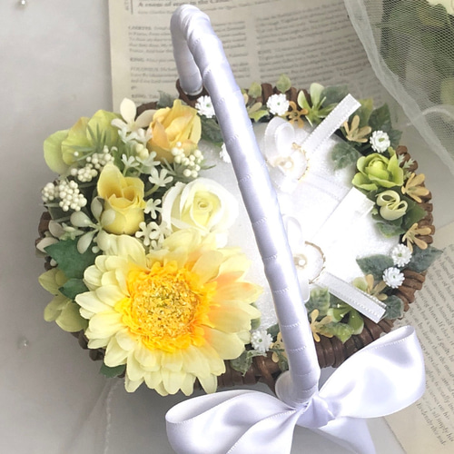 再販♡きいろのガーベラ♡明るい元気なイエロー♡リングボーイ