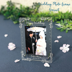 お名前・記念日入り・ウエディングフォトフレーム＊ガーネット・縦*送料無料 1枚目の画像