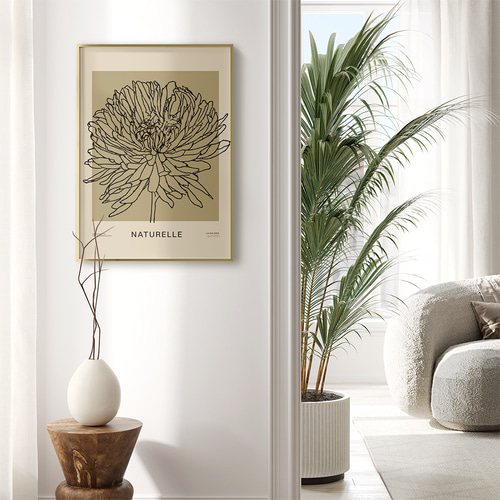 アートポスター 花のラインアート 北欧インテリアに合うナチュラル