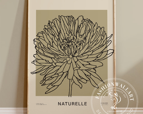 アートポスター 花のラインアート 北欧インテリアに合うナチュラル