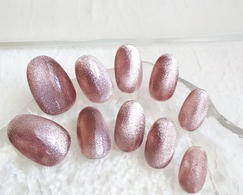 コッパーMagnetマグネットジェルカラーネイルチップ短めシンプル