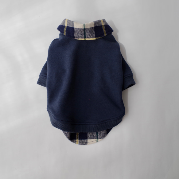☆犬服☆重ね着トレーナー（ネイビー×チェック） ペット服