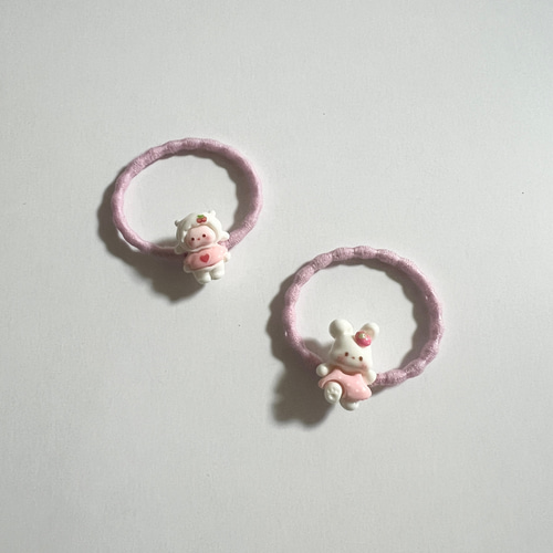 うさぎデザイン ヘアゴム ピンク 春デザインうさぎちゃんラウンド