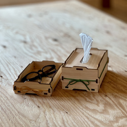 ヒノキ スタッキングティッシュケース/小物入れ 『コバコ/KOBAKO』 3枚目の画像