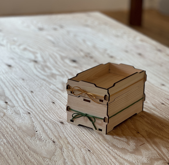 ヒノキ スタッキングティッシュケース/小物入れ 『コバコ/KOBAKO』 2枚目の画像