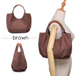 ふんわり丸くてかわいい トートバッグ バルーントート サマーバッグ 帆布×牛革 コンビ キャンバス ワンショルダー 13枚目の画像