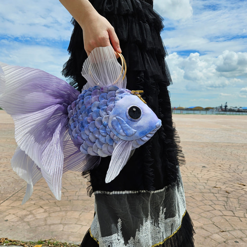 花火金魚バッグ パープル(小) トートバッグ ショルダー 斜めがけ