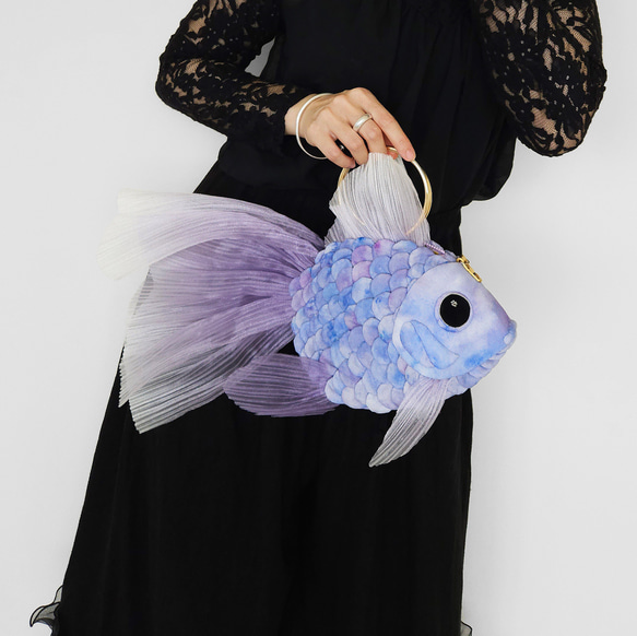 花火金魚バッグ パープル(小) トートバッグ ショルダー 斜めがけ