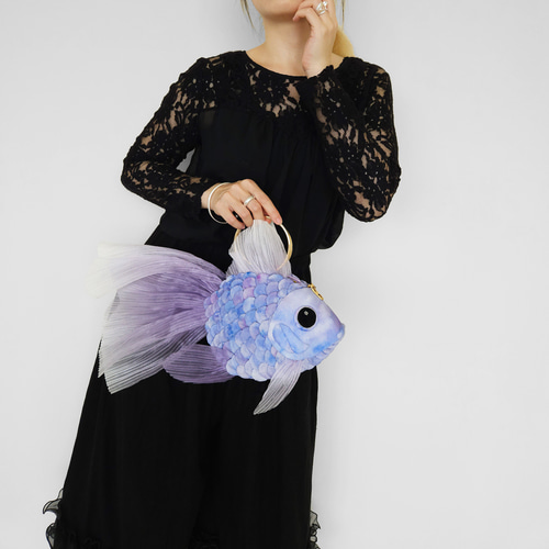 花火金魚バッグ パープル(小) トートバッグ ショルダー 斜めがけ