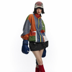 デザイナーが新たにデザインしたバイカラージャケットのゆったりとした男女のワークコートメンズ・レディース兼用 W435 2枚目の画像