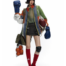 デザイナーが新たにデザインしたバイカラージャケットのゆったりとした男女のワークコートメンズ・レディース兼用 W435 4枚目の画像