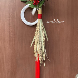 Newお正月飾り しめ飾り ❀✿(稲穂、南天)（大） しめ縄・しめ飾り