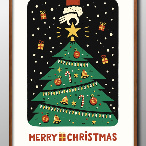 デザイン看板A4】クリスマスツリー白★ポスター絵アートパネル壁かわいい飾り付け デザイン看板A4】クリスマスツリー白☆ポスター絵アートパネル壁