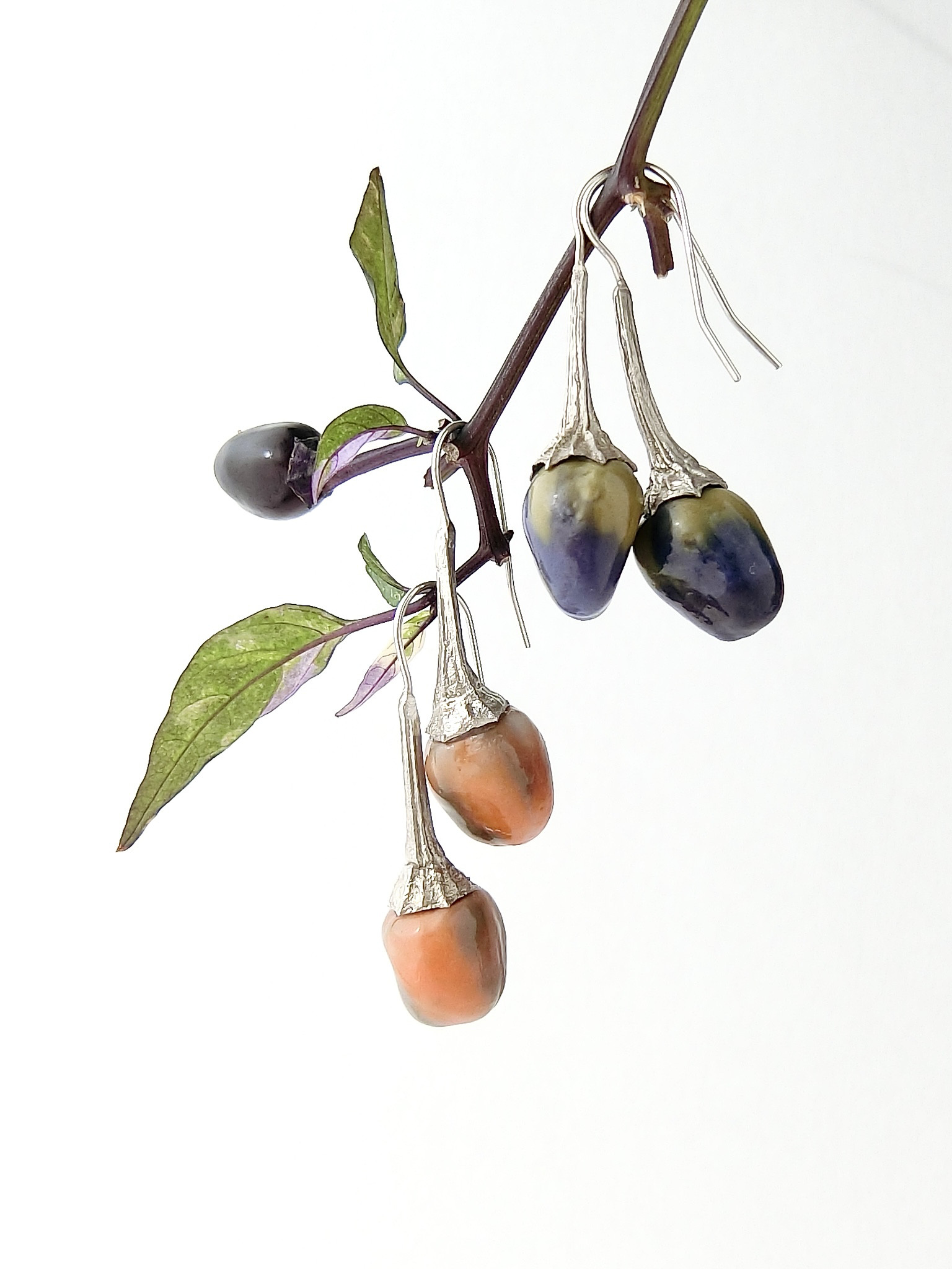 彩りトウガラシのポーセリンピアス/porcelain glass,silver925
